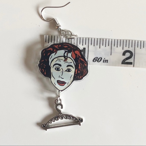 Mommy Dearest No Wire Hangers Acrylic Joan Crawford Drop Dangle Earrings - Picture 10 of 10